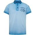 Short sleeve polo light pique cold dye blue