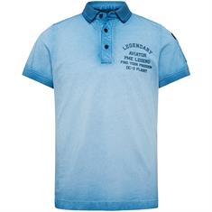 Short sleeve polo light pique cold dye blue