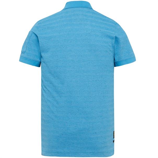 Short sleeve polo light pique cold dye blue