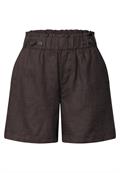 Shorts aus Leinen mit Paperbag-Bund espresso brown