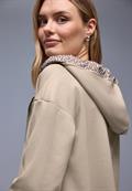 Silk-Look Hoodie Jacke cotton beige