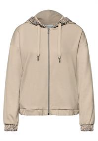 Silk-Look Hoodie Jacke cotton beige