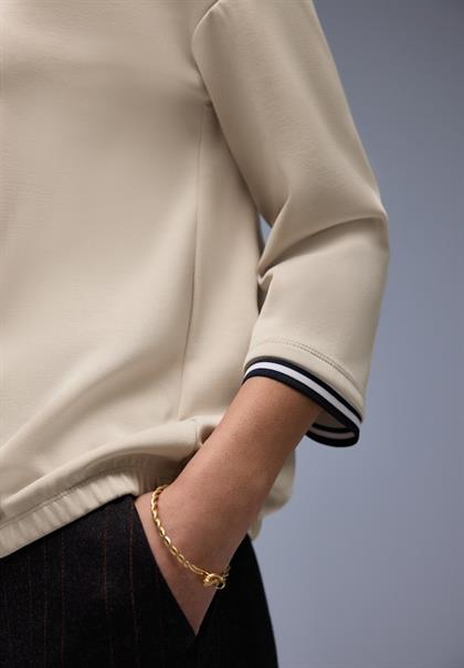 Silk-Look Shirt mit Details cotton beige