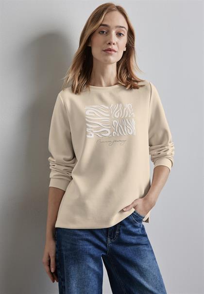 Silk-Look Shirt mit Print lucid white