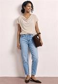 Silk-Look Shirt mit Waterfall-Front clay sand