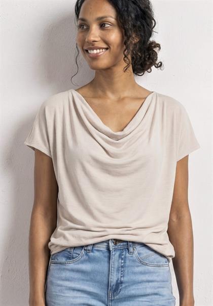 Silk-Look Shirt mit Waterfall-Front clay sand