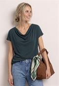 Silk-Look Shirt mit Waterfall-Front deep bound green