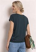 Silk-Look Shirt mit Waterfall-Front deep bound green