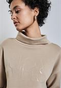 Silk-Look Shirt mit Wording breezy beige
