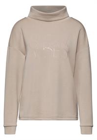 Silk-Look Shirt mit Wording breezy beige
