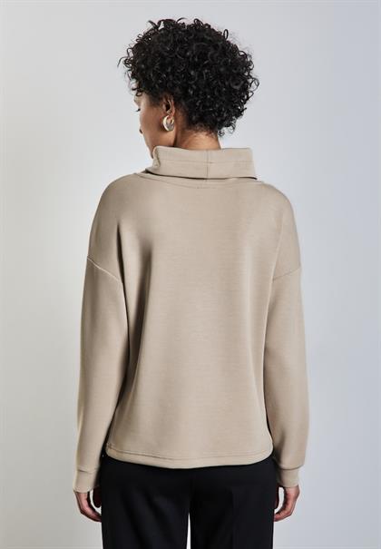 Silk-Look Shirt mit Wording breezy beige