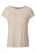 Silk-Look Shirt mit Wording coastal beige