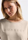 Silk-Look Shirt mit Wording coastal beige