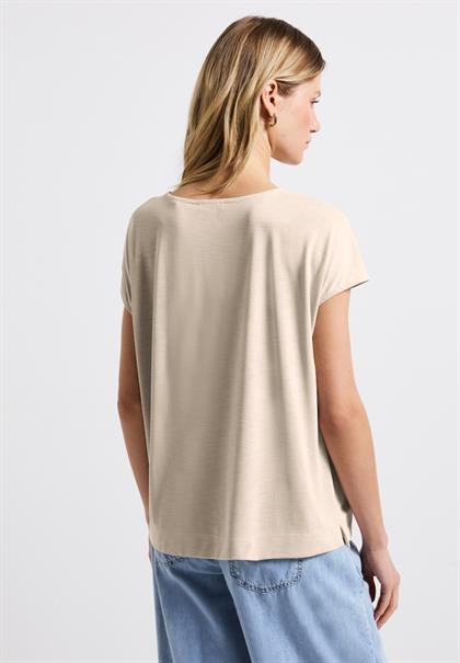 Silk-Look Shirt mit Wording coastal beige