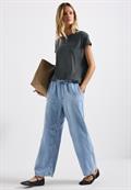 Silk-Look Shirt mit Wording granite grey