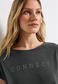 Silk-Look Shirt mit Wording granite grey