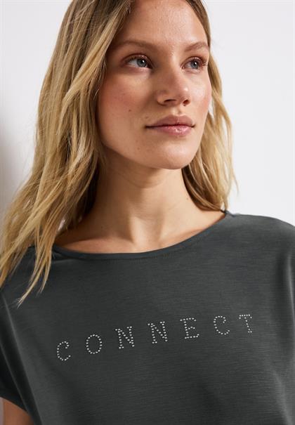 Silk-Look Shirt mit Wording granite grey