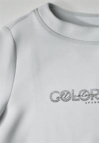 Silk-Look Sweater mit Print platinum grey