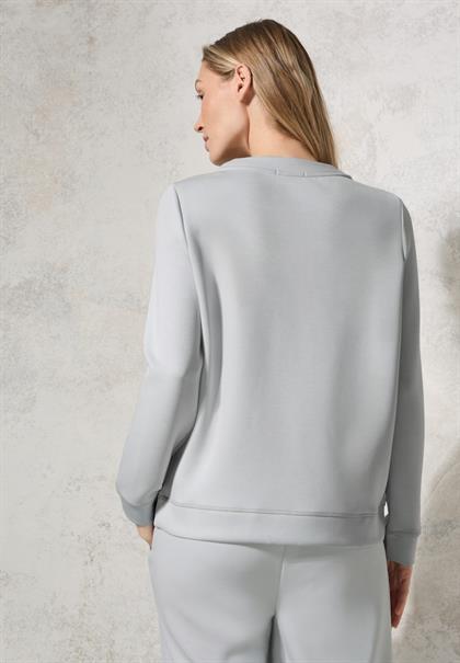 Silk-Look Sweater mit Print platinum grey