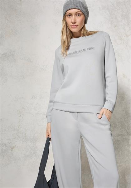 Silk-Look Sweater mit Print platinum grey