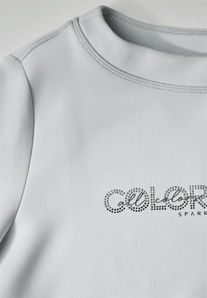 Silk-Look Sweater mit Print platinum grey