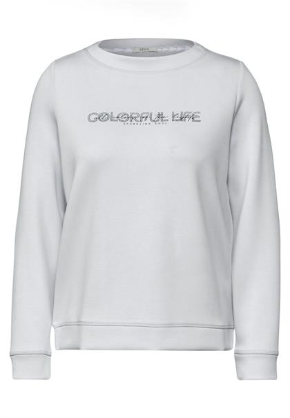 Silk-Look Sweater mit Print platinum grey