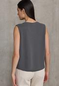 Silk-Look Top mit Wording dusted grey