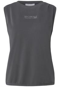 Silk-Look Top mit Wording dusted grey