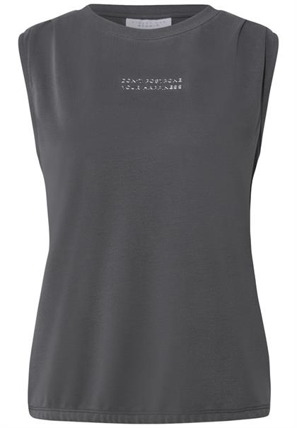 Silk-Look Top mit Wording dusted grey
