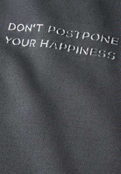 Silk-Look Top mit Wording dusted grey