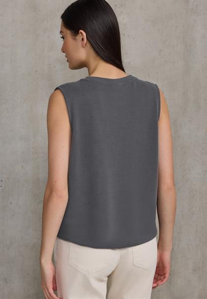 Silk-Look Top mit Wording dusted grey