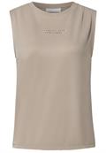 Silk-Look Top mit Wording sandshell beige