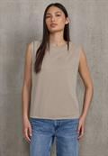 Silk-Look Top mit Wording sandshell beige