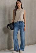 Silk-Look Top mit Wording sandshell beige