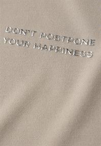 Silk-Look Top mit Wording sandshell beige