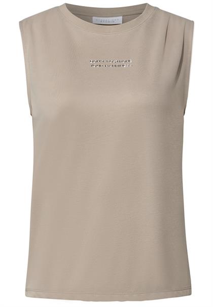 Silk-Look Top mit Wording sandshell beige