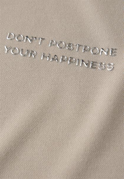Silk-Look Top mit Wording sandshell beige