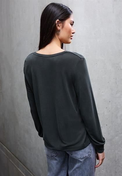Silk-Look V-Neck Shirt black