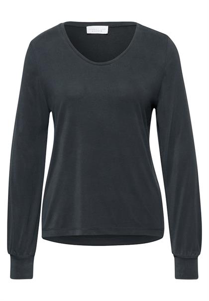 Silk-Look V-Neck Shirt black