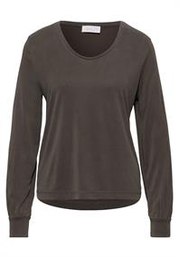 Silk-Look V-Neck Shirt dark auburn brown