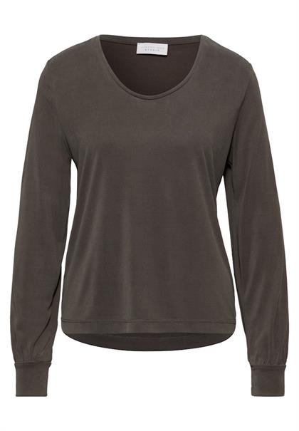 Silk-Look V-Neck Shirt dark auburn brown