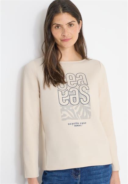 Silk-Touch Stickerei Shirt pearl beige