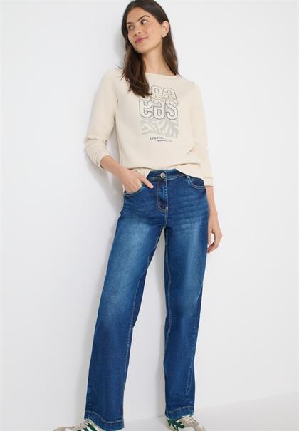 Silk-Touch Stickerei Shirt pearl beige