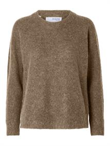 SLFLULU LS KNIT O-NECK NOOS sepia tint