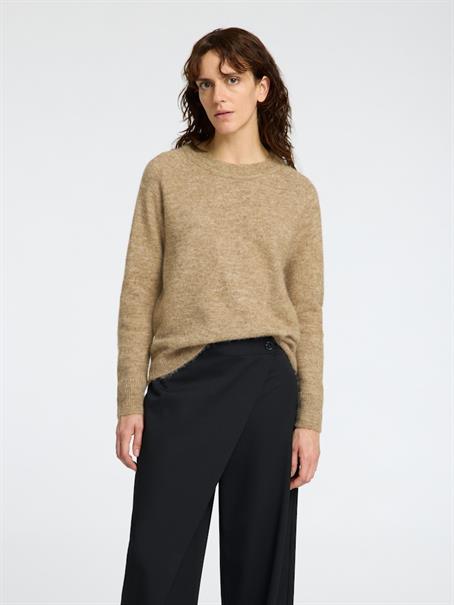 SLFLULU LS KNIT O-NECK NOOS sepia tint