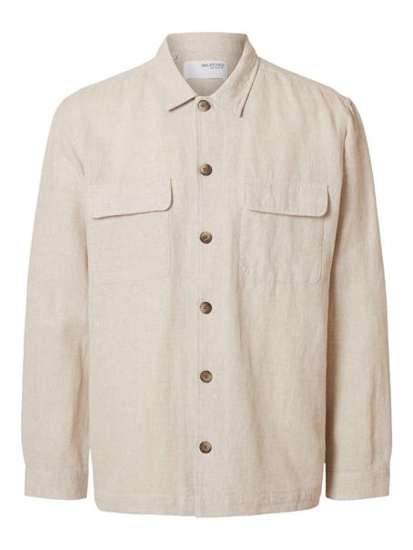 SLH-LEROY LINEN BLEND OVERSHIRT LS NOOS pure cashmere