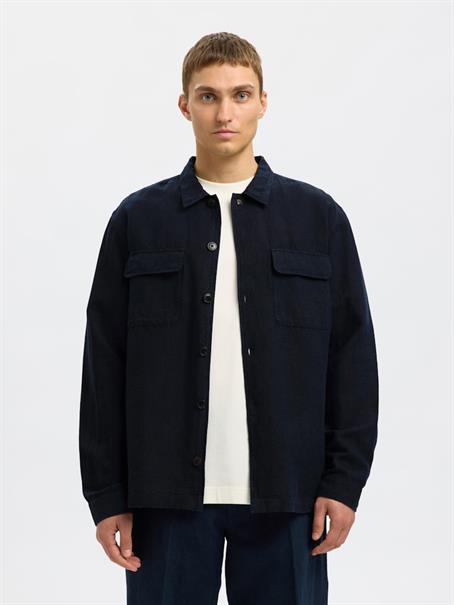 SLH-LEROY LINEN BLEND OVERSHIRT LS NOOS sky captain