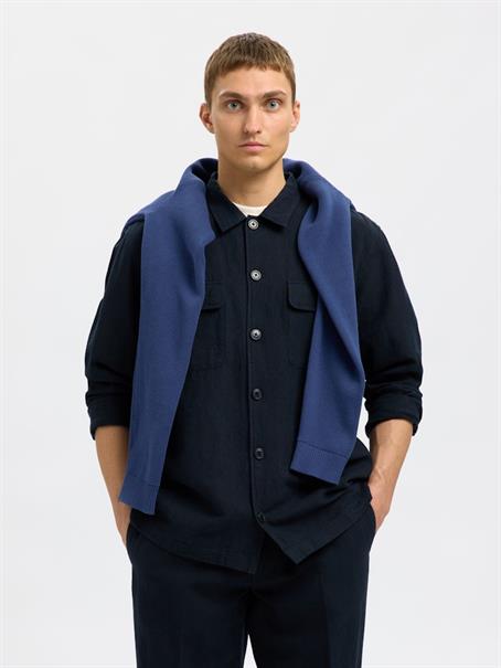 SLH-LEROY LINEN BLEND OVERSHIRT LS NOOS sky captain