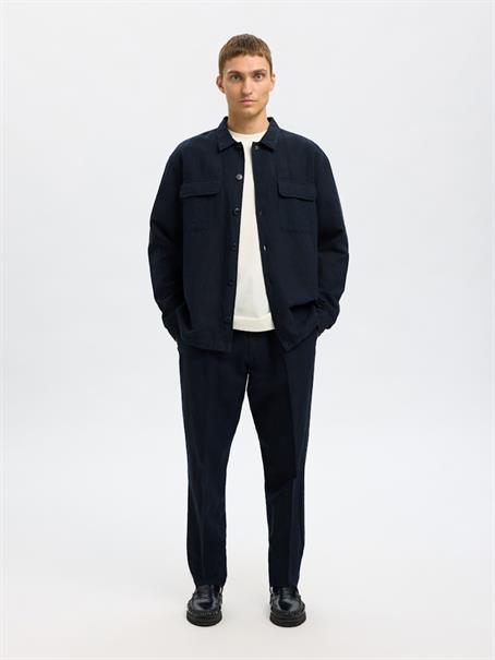 SLH-LEROY LINEN BLEND OVERSHIRT LS NOOS sky captain