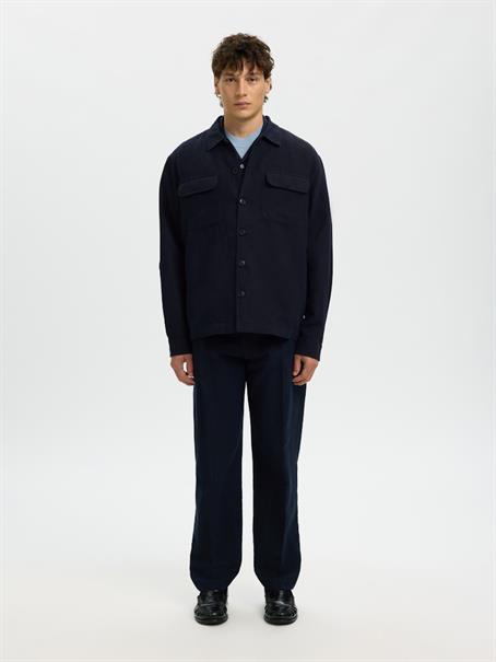 SLH-LEROY LINEN BLEND OVERSHIRT LS NOOS sky captain